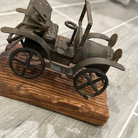 Vintage Metal Car Collectable Hand Made on a Wooden Display - Picture 8 of 9